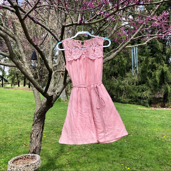(🌸3 FOR $15 DEAL!) Lace Pink Sundress - Picture 3 of 7